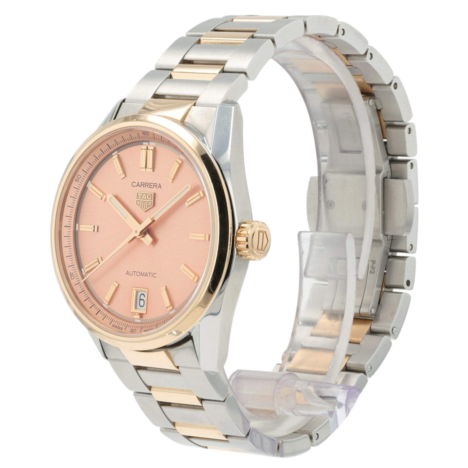 Tag Heuer Carrera Pink Dial 18k Rose Gold & Steel 36mm Automatic Unisex WBN2350