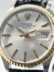 Rolex Oyster Perpetual Ladies 26mm Datejust Yellow Gold Steel Watch Silver 6517