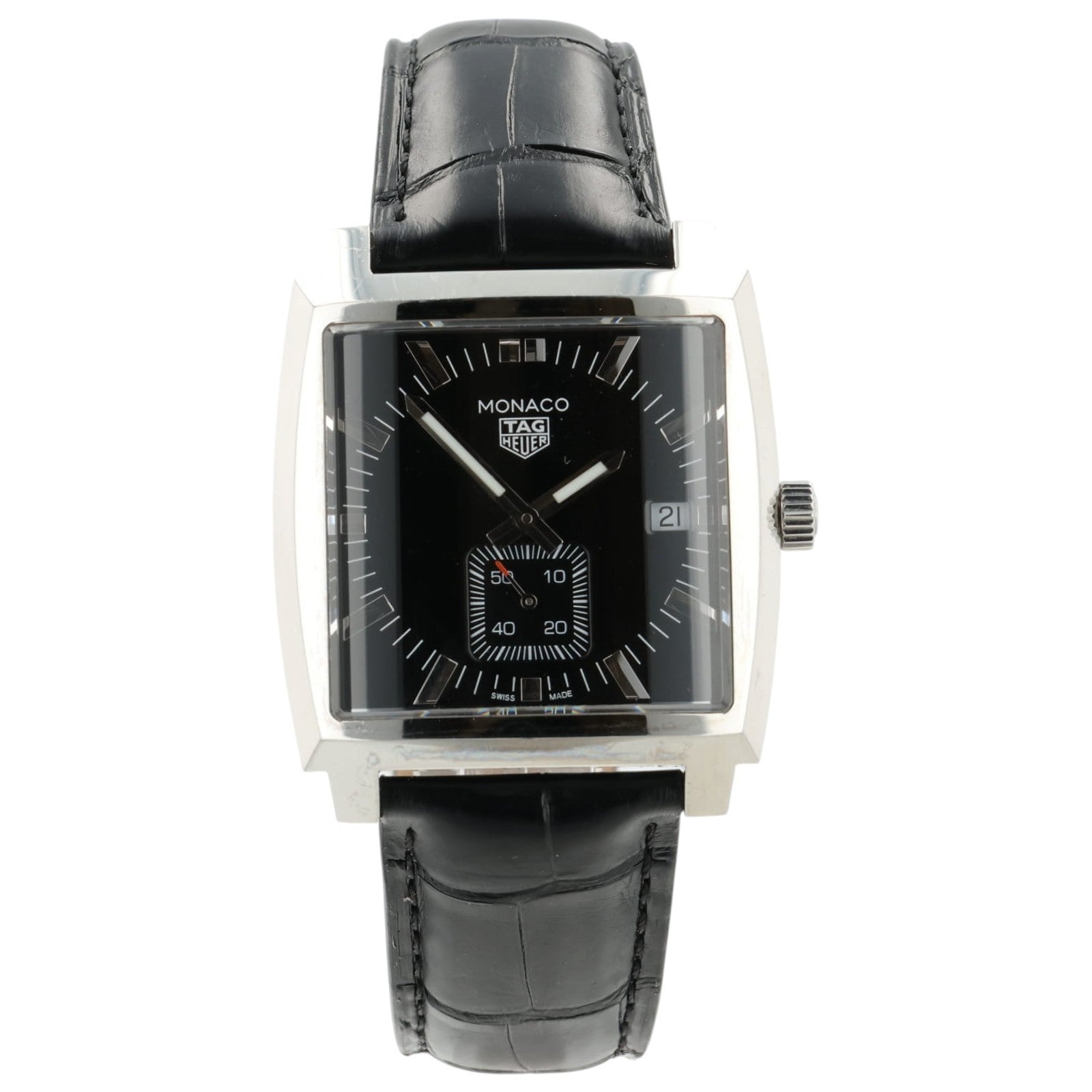 Tag Heuer Monaco Black Dial Stainless Steel 37mm Quartz Mens Watch WAW131A