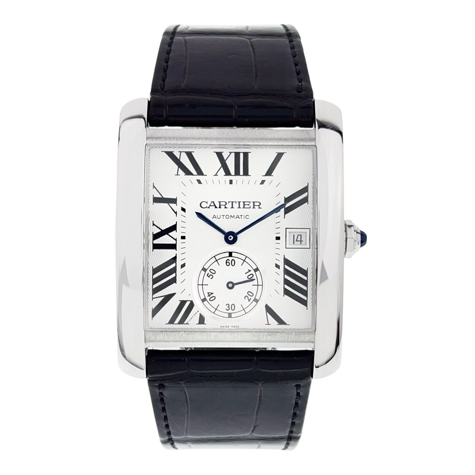 Cartier Tank MC Stainless Steel Silver Color Dial 34mm Automatic Mens Watch 3589