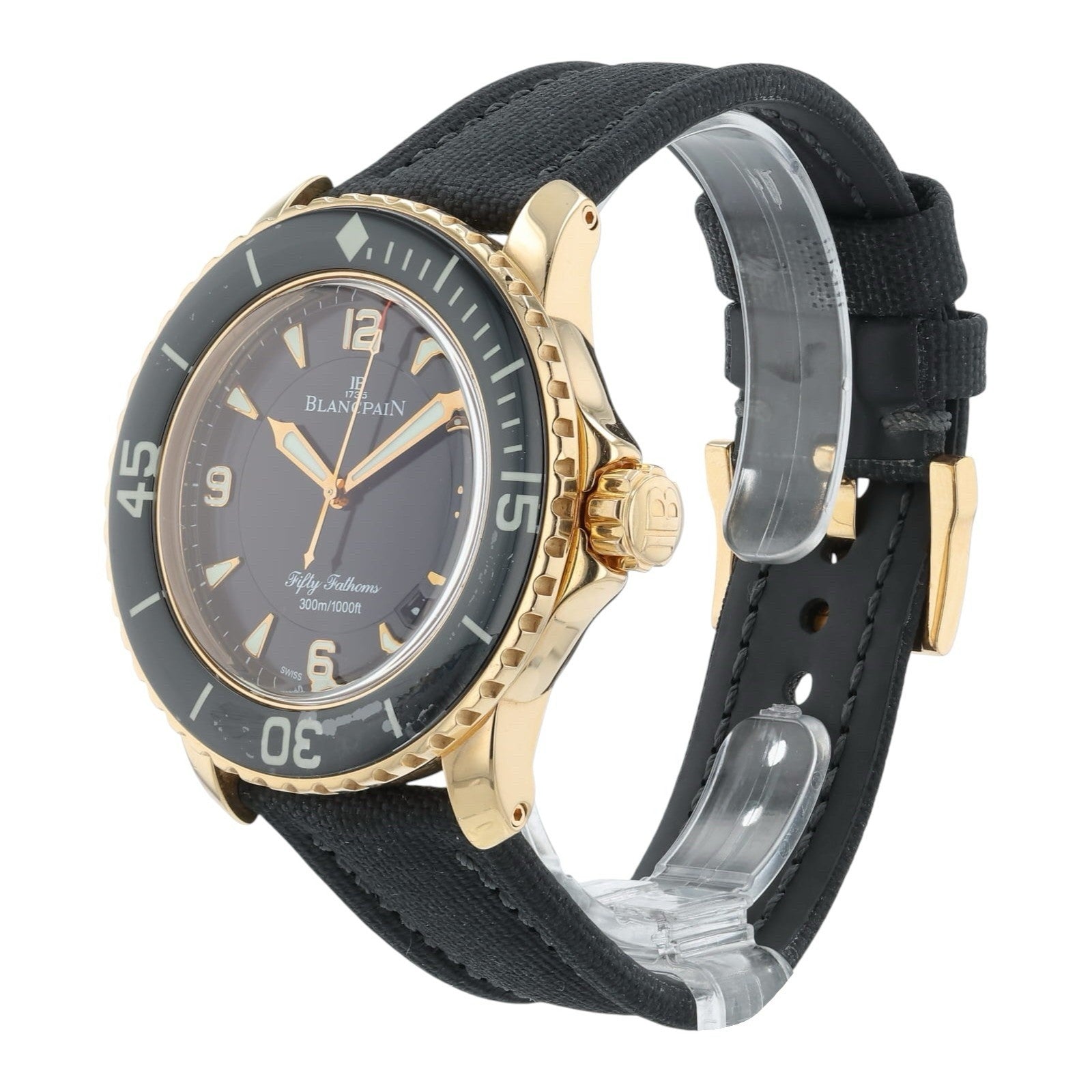 Blancpain Fifty Fathoms Black Dial 18k Rose Gold 45mm Automatic 5015-3630-52
