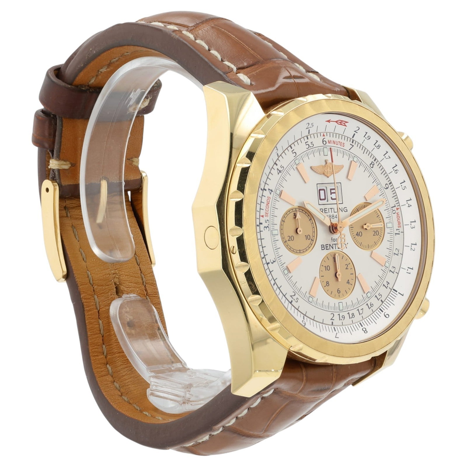 Breitling Bentley Silver Color Dial 18k Rose Gold 48mm Automatic Mens H44363