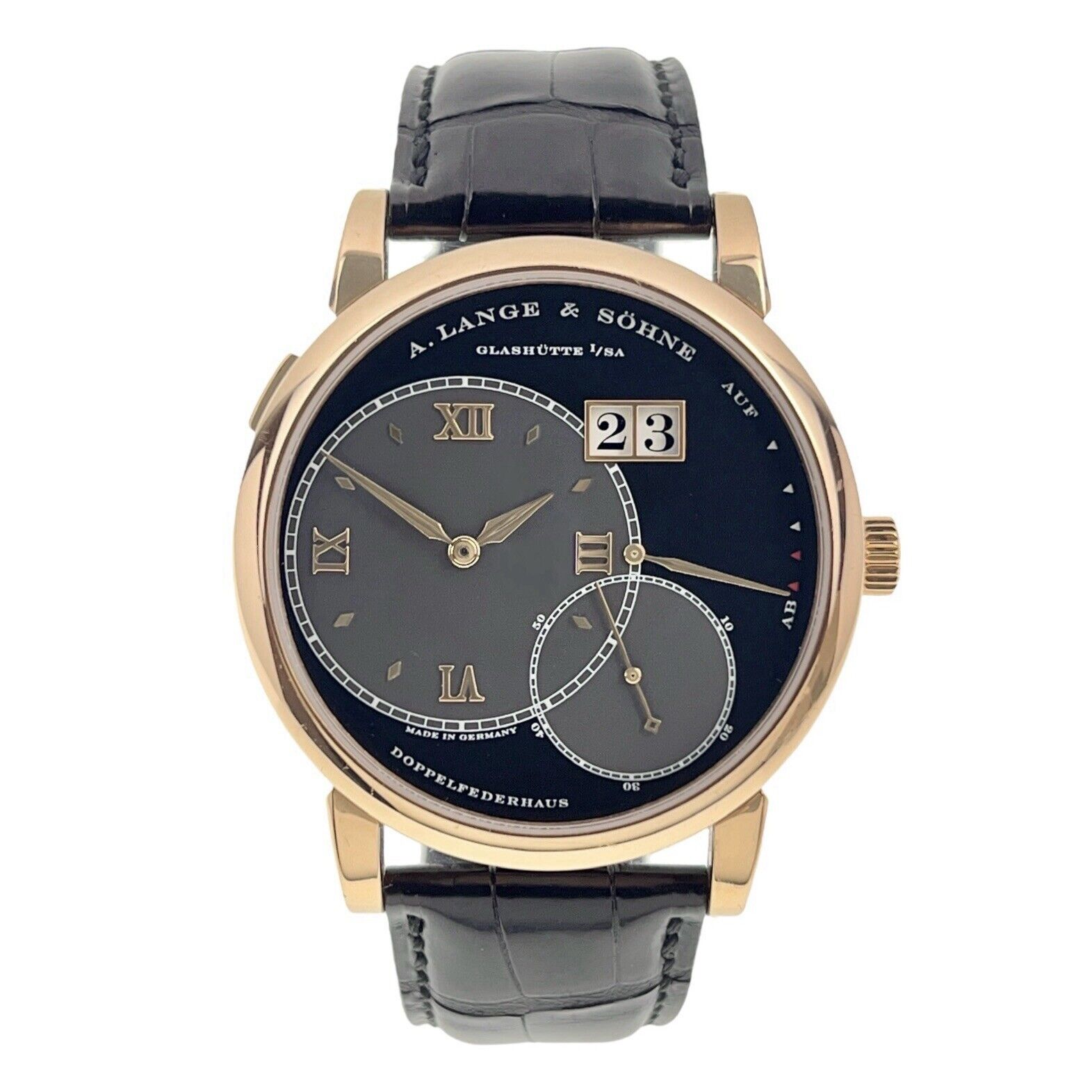 A Lange & Sohne Grand Lange 1  Black Dial 18k Rose Gold 42mm Manual Wind 115.031