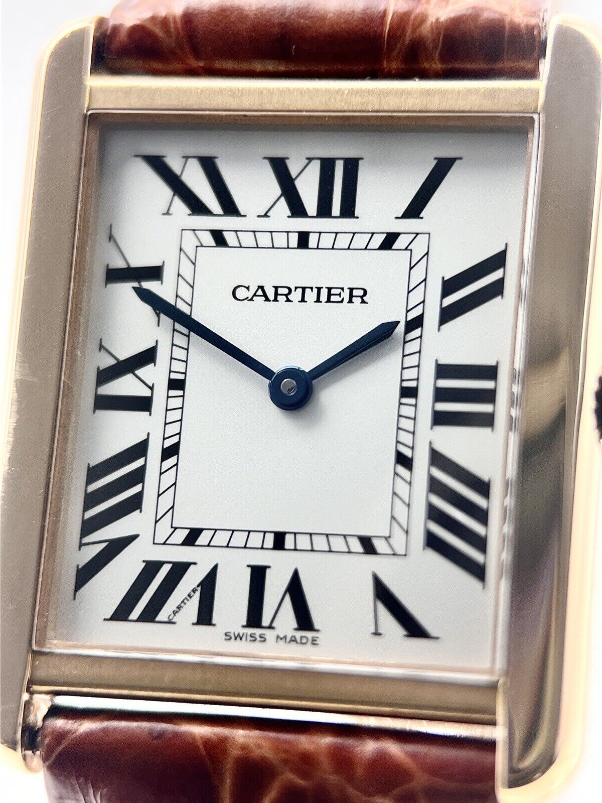 Cartier Tank Solo 18k Rose Gold 3167 20mm Quartz Unisex Watch Roman Numerals