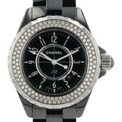 Chanel J12 Ceramic Black Dial 33mm Quartz Women's Factory Diamond Watch H0949