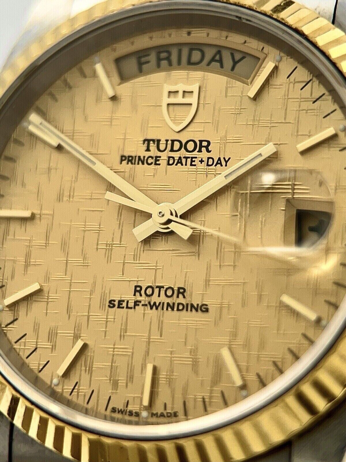 Tudor Date Day 76213 Champagne Dial Mens Two Tone Stainless Automatic Watch