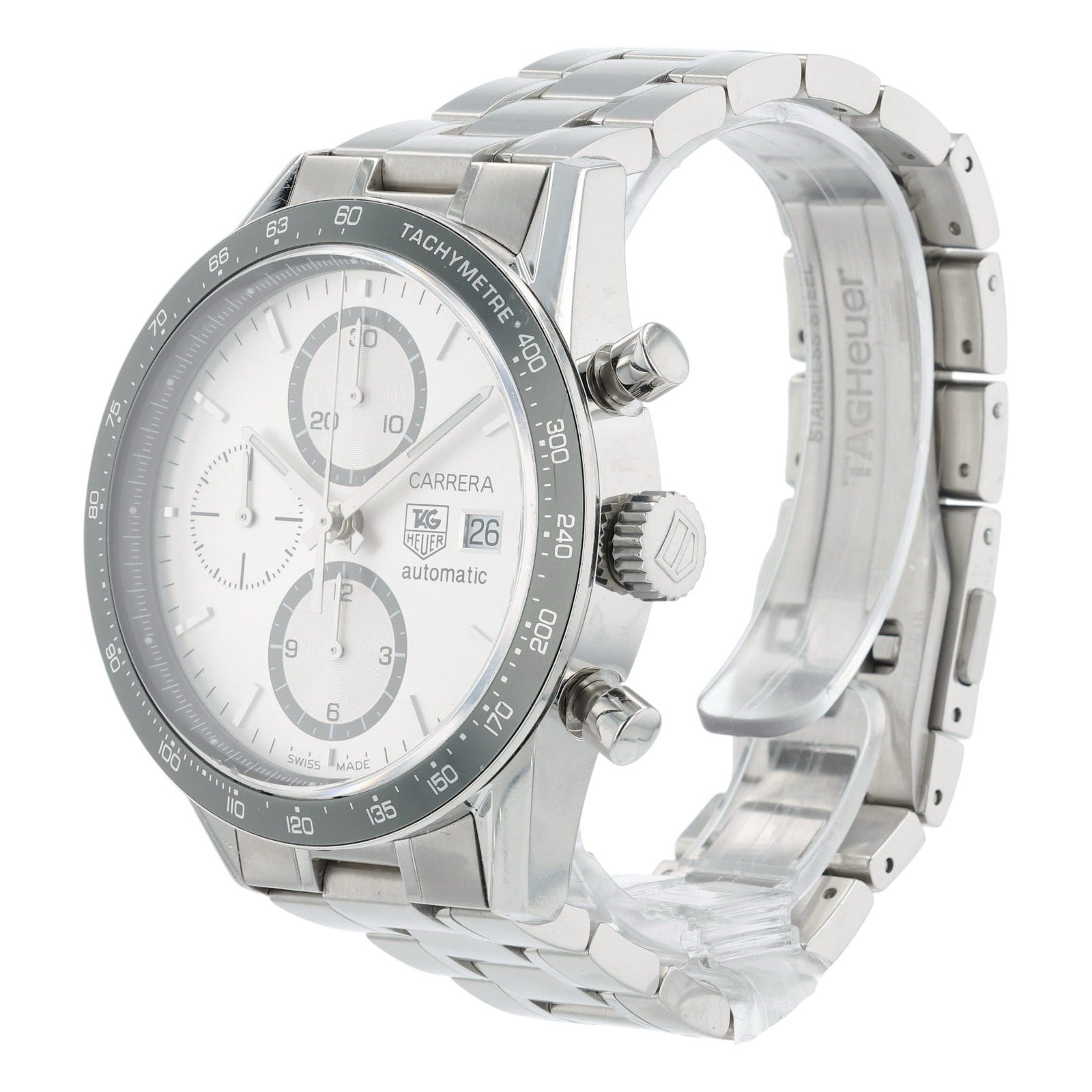 Tag Heuer Carrera Silver Dial Stainless Steel 41mm Automatic Mens Watch CV2011
