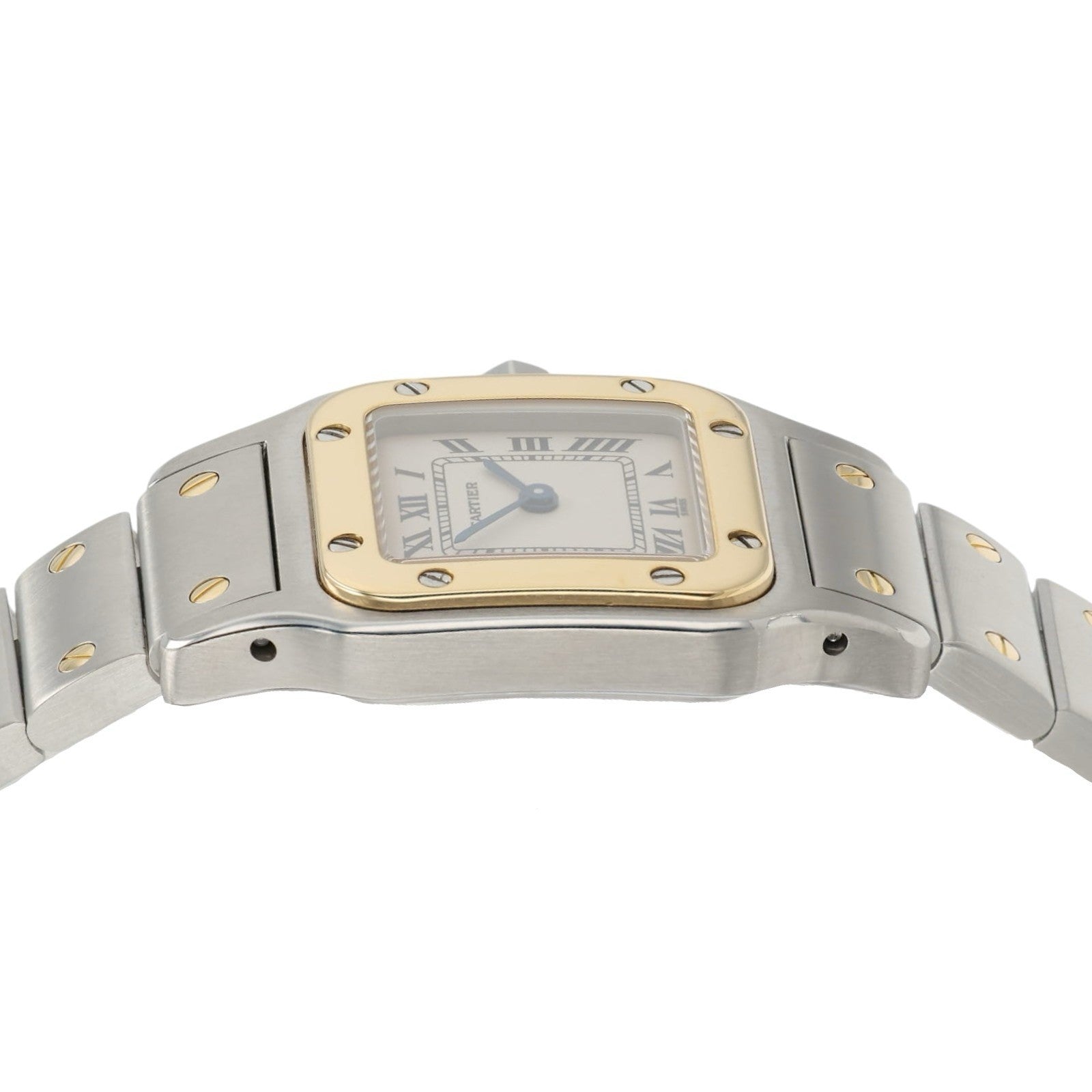 Cartier Santos Galbee Silver Dial Gold & Steel 24mm Quartz Women's Watch 1567