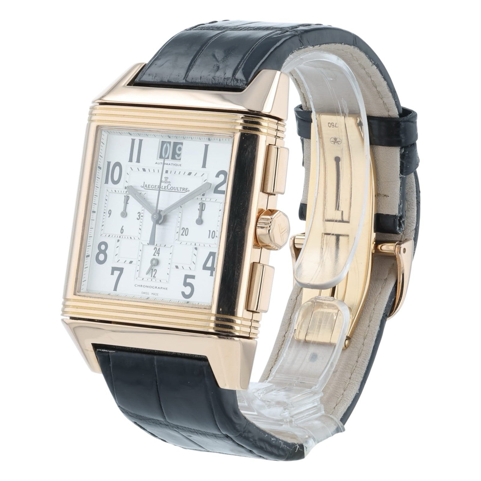 Jaeger LeCoultre Reverso 18k Rose Gold Silver Dial 35x41mm Automatic Q7012620