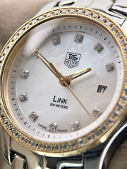 Tag Heuer Link Gold/Steel Mother Of Pearl Dial 28mm Quartz Womens Watch WJF1354