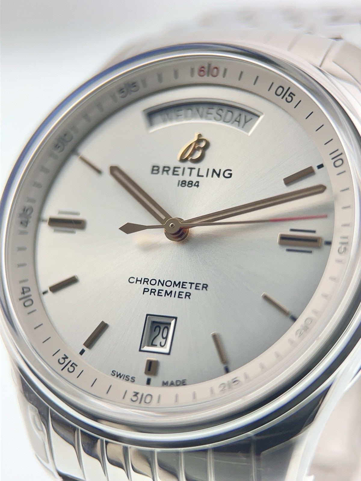 NEW Breitling Premier Day Date Silver Dial 40mm Automatic Men's Watch A45340