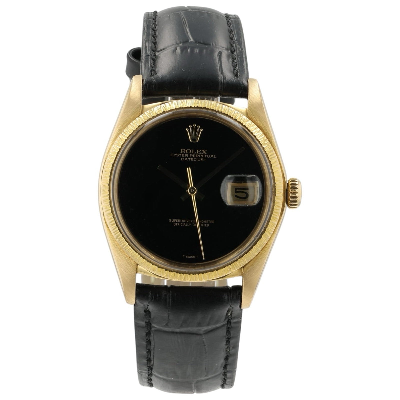 Rolex Datejust Onyx Dial 18k Yellow Gold 36mm Automatic Men’s Watch 1601