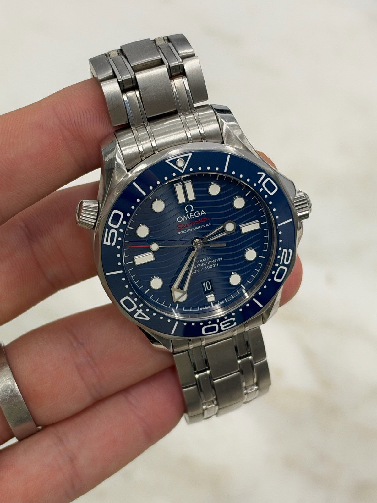 Omega Seamaster Wave 300m Diver Blue Ceramic Men's Watch 210.30.42.20.03.001