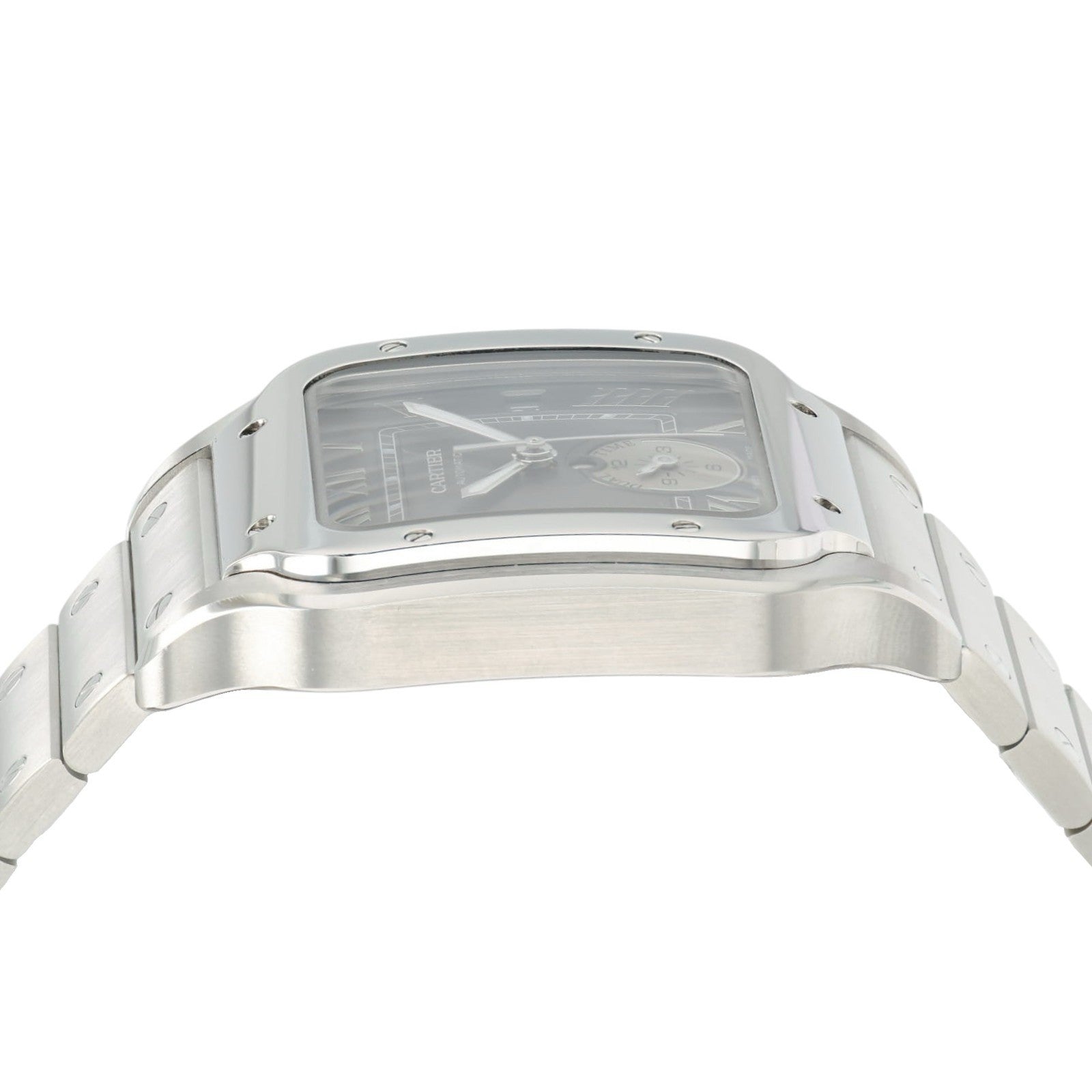 Cartier Santos Dual Time Gray Dial Steel 40.2mm Automatic Mens Watch WSSA0076