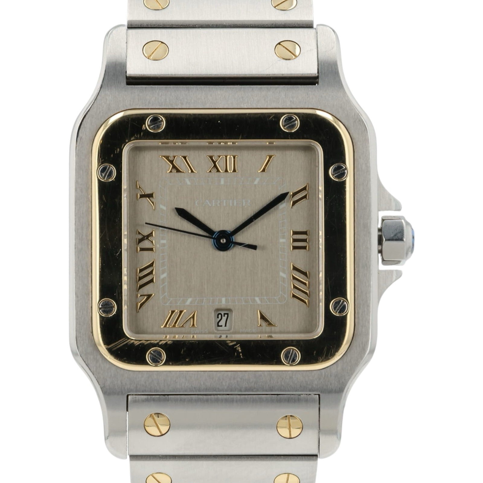 Cartier Santos Galbee Anthracite Dial Gold & Steel 29mm Quartz Men’s Watch 1566