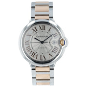 Cartier Ballon Bleu Silver Dial Rose Gold & Steel 42mm Automatic Mens W6920095