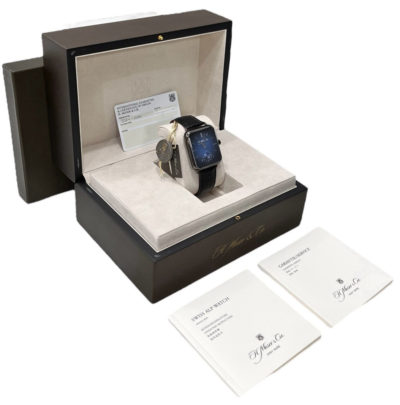 H Moser & Cie Swiss Alp Steel Blue Dial 38x44mm Manual Wind Mens Watch 5324-0201