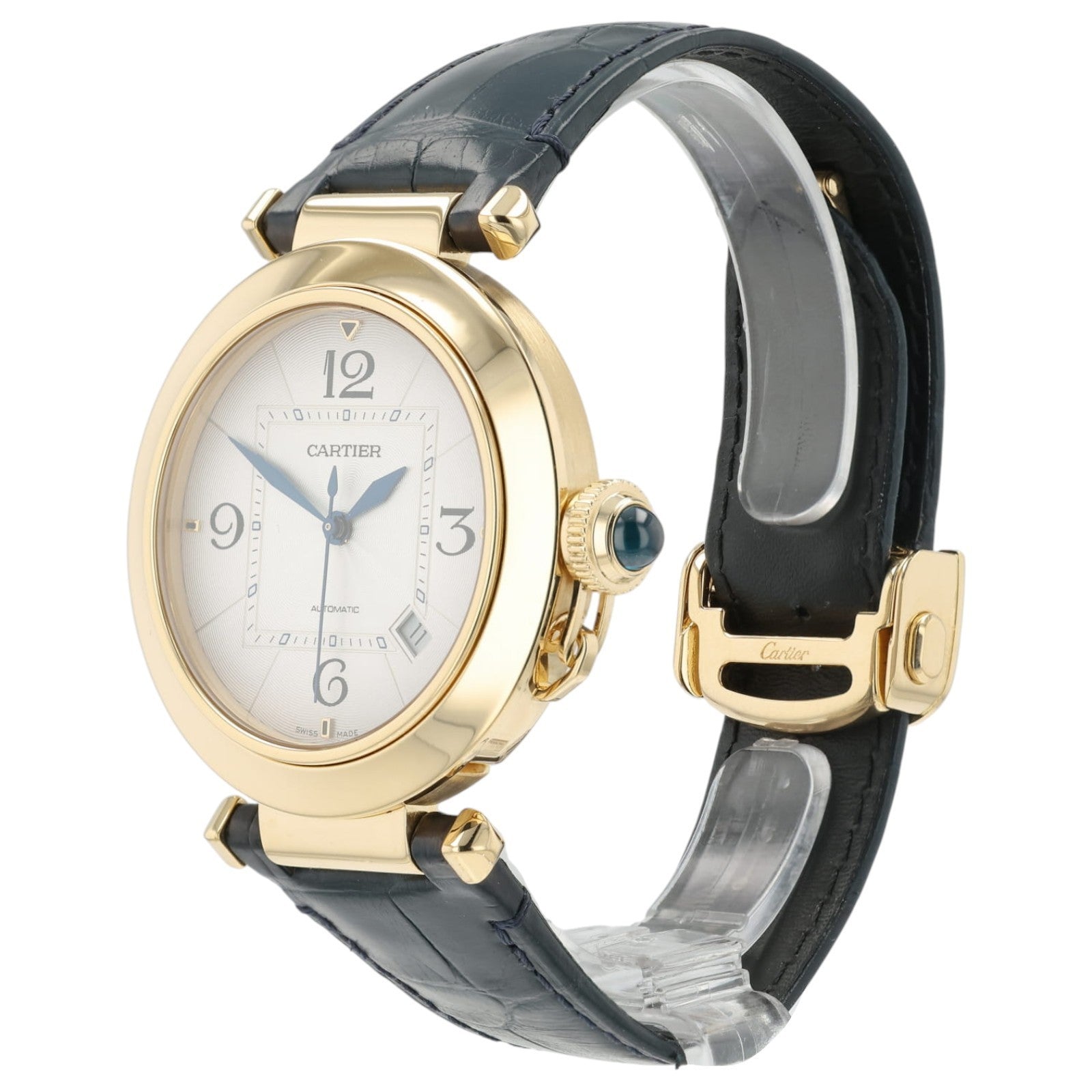 Cartier Pasha Silver Color Dial 18k Yellow Gold 42mm Automatic Mens WGPA0007