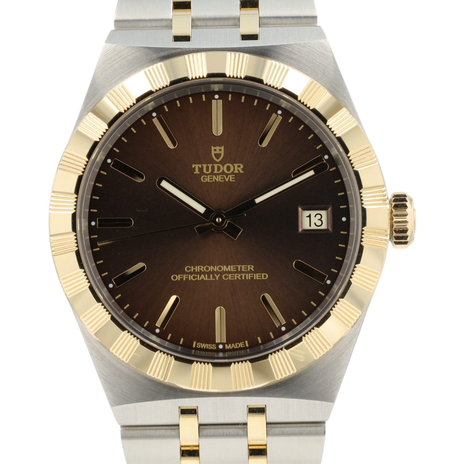 Tudor Royal Brown Dial Gold and Steel 36mm Automatic Mens Watch 2836C1A3