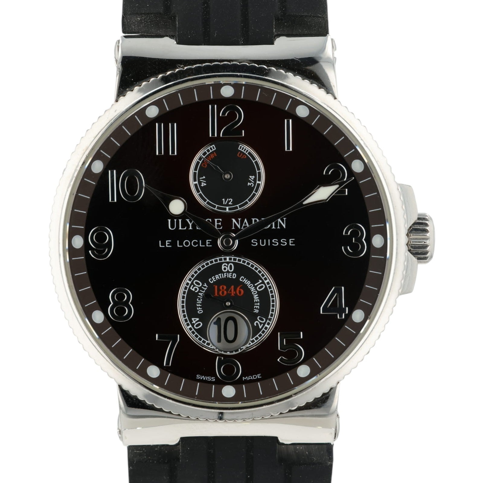 Ulysse Nardin Maxi Mairine Burgundy Dial Steel 41mm Automatic Mens Watch 263-66