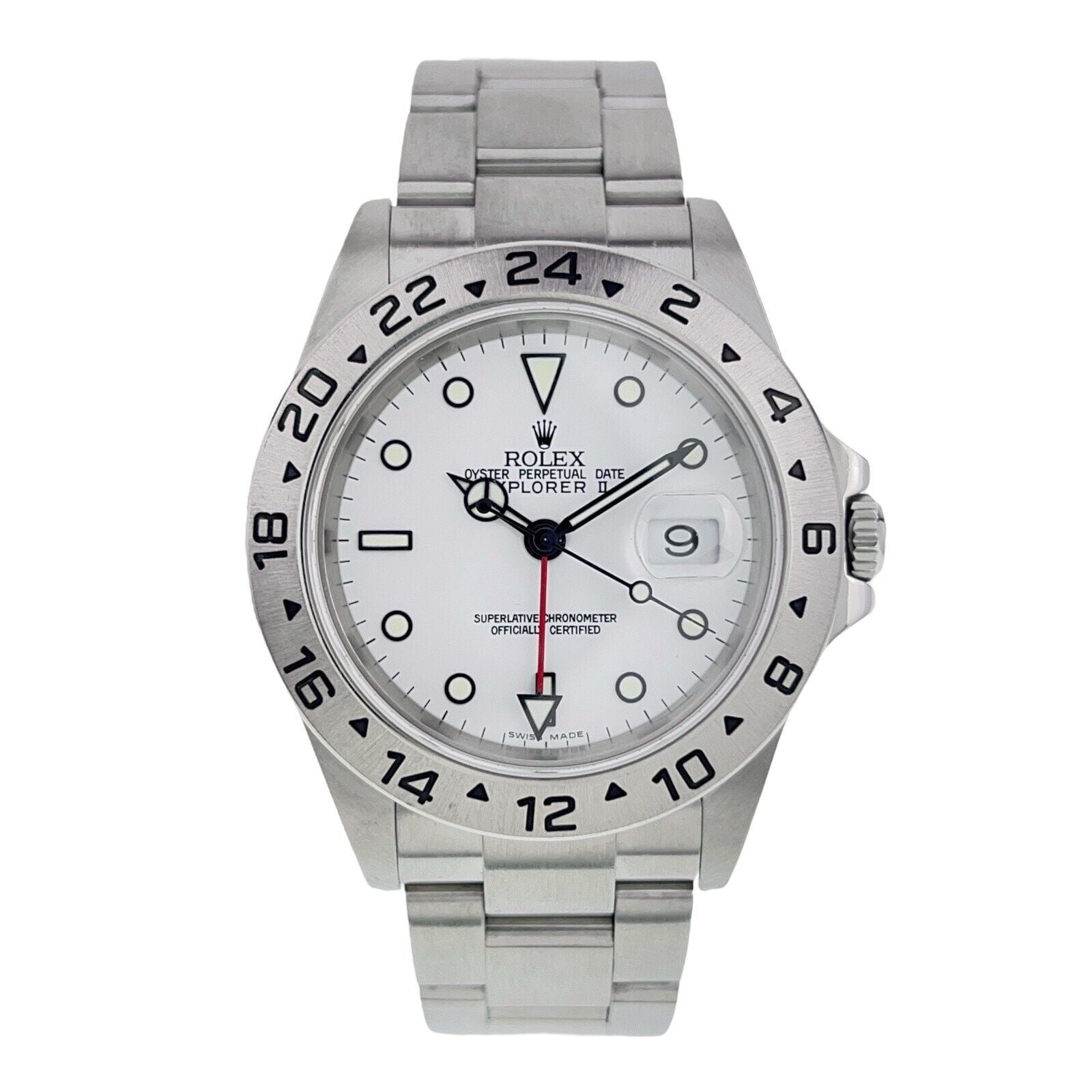 Rolex Explorer II Steel White Dial 40mm Automatic Men’s Watch 16570 W/ Papers