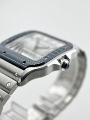 Cartier Santos 39mm Automatic WSSA0047 Silver Dial Blue Bezel - Box And Papers