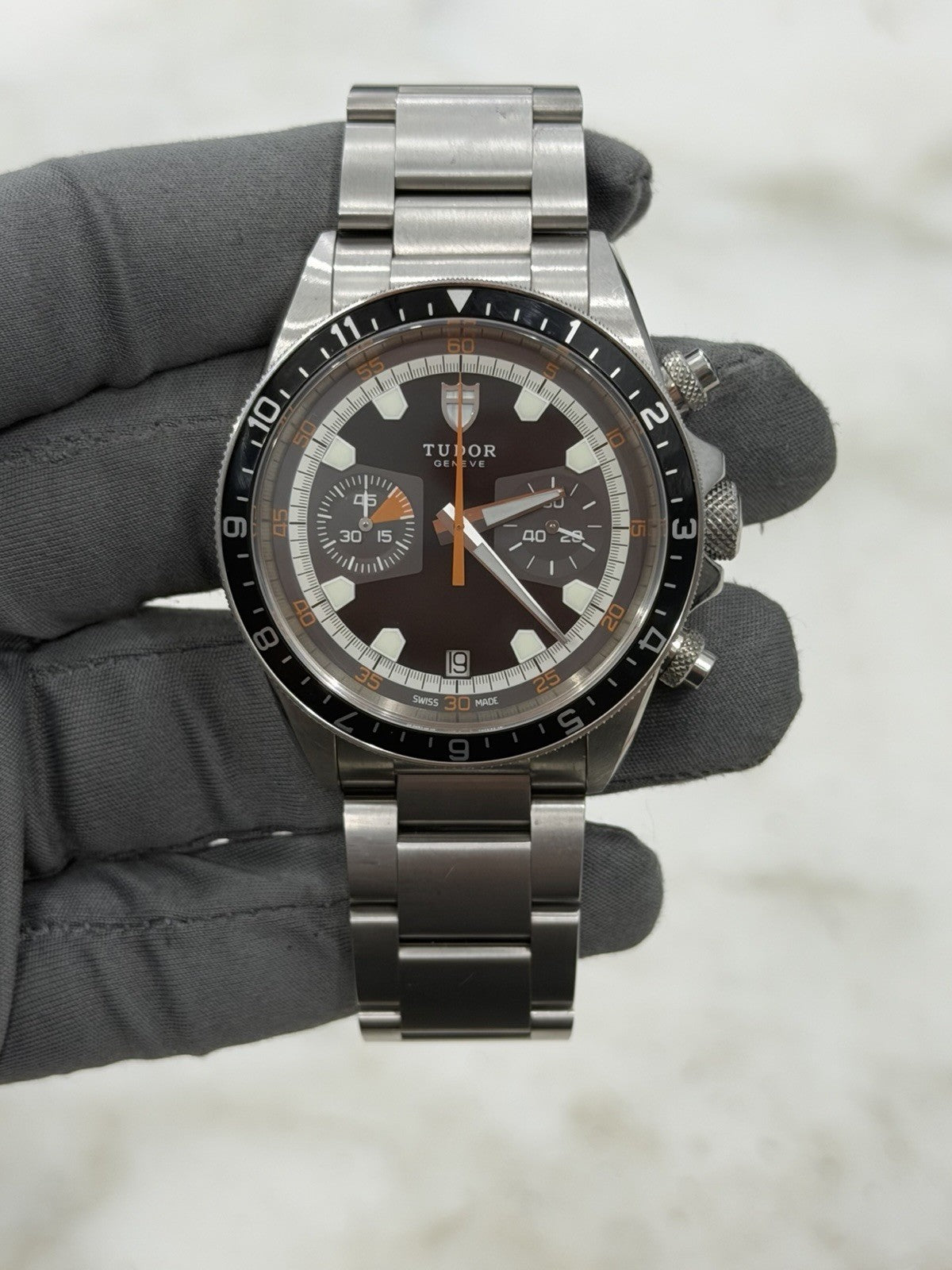 Tudor Heritage Chronograph Auto 42mm Stainless Steel Mens Watch 70330N B&P
