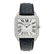 Cartier Santos Dumont 18k White Gold Manual Wind 2651 Aftermarket Diamonds l