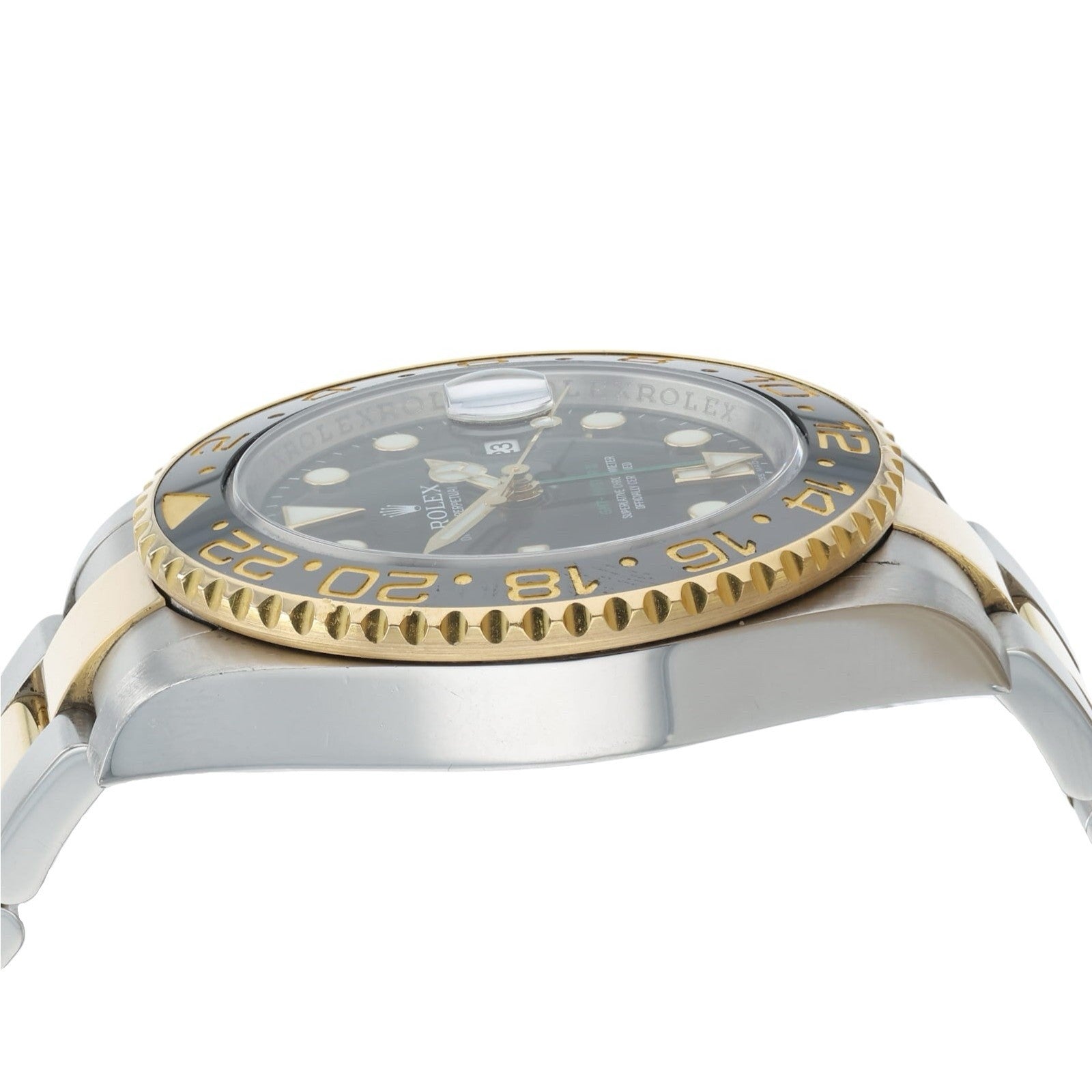 Rolex GMT-Master II Gold & Steel Black Dial 40mm Automatic Mens Watch 116713LN