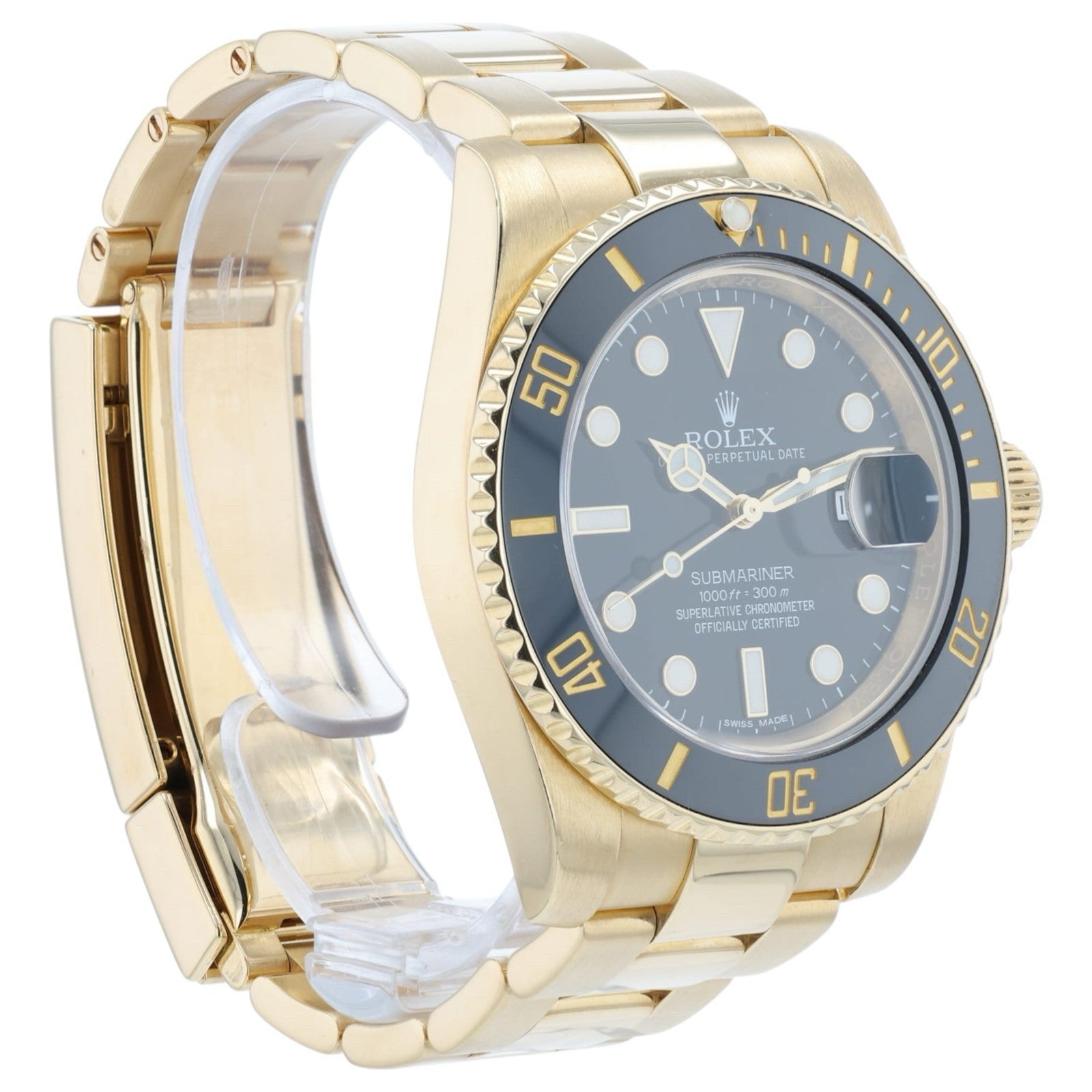 Rolex Submariner Black Dial 18k Yellow Gold 40mm Automatic Movement 116618LN