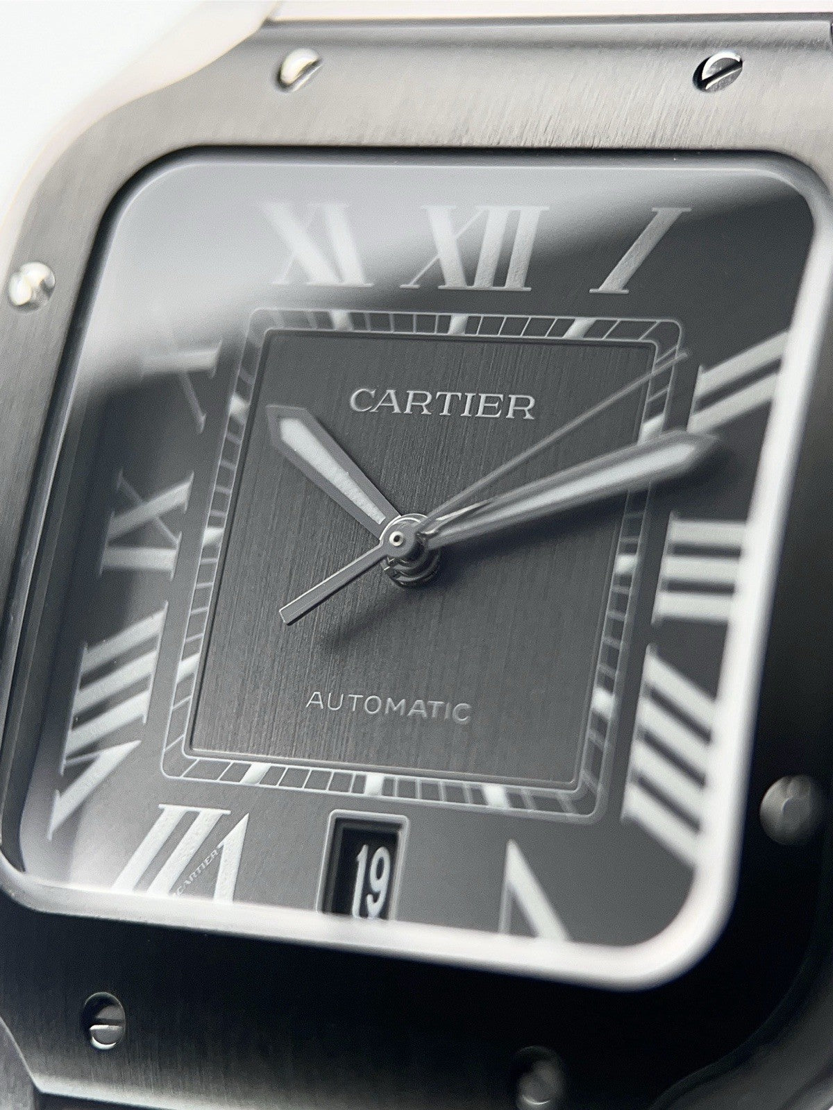 Cartier Santos Stainless Steel Grey Dial 39.8mm Automatic Movement Mens Watch