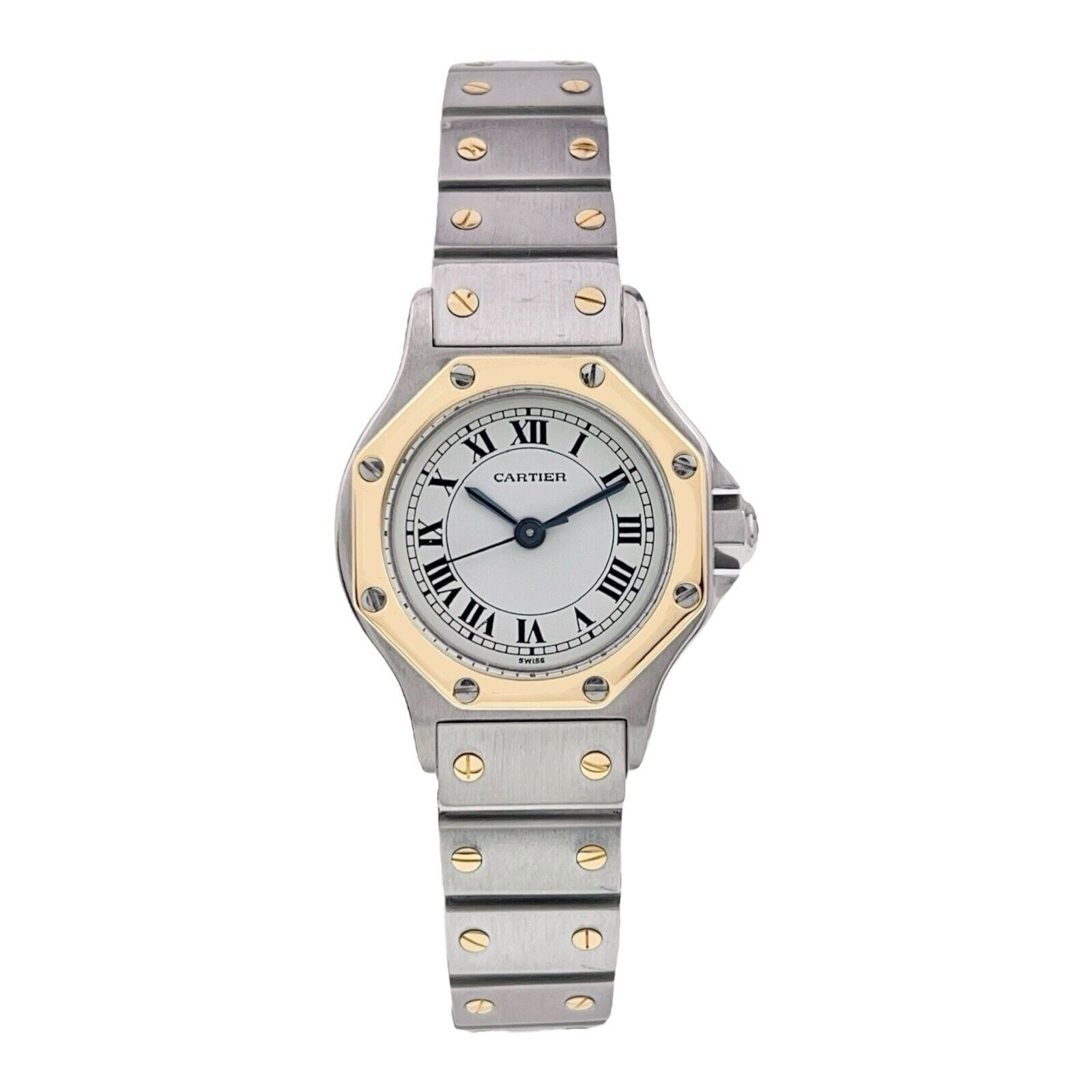 Cartier Santos Steel & Gold White Dial 30mm Automatic Women's Watch 187903