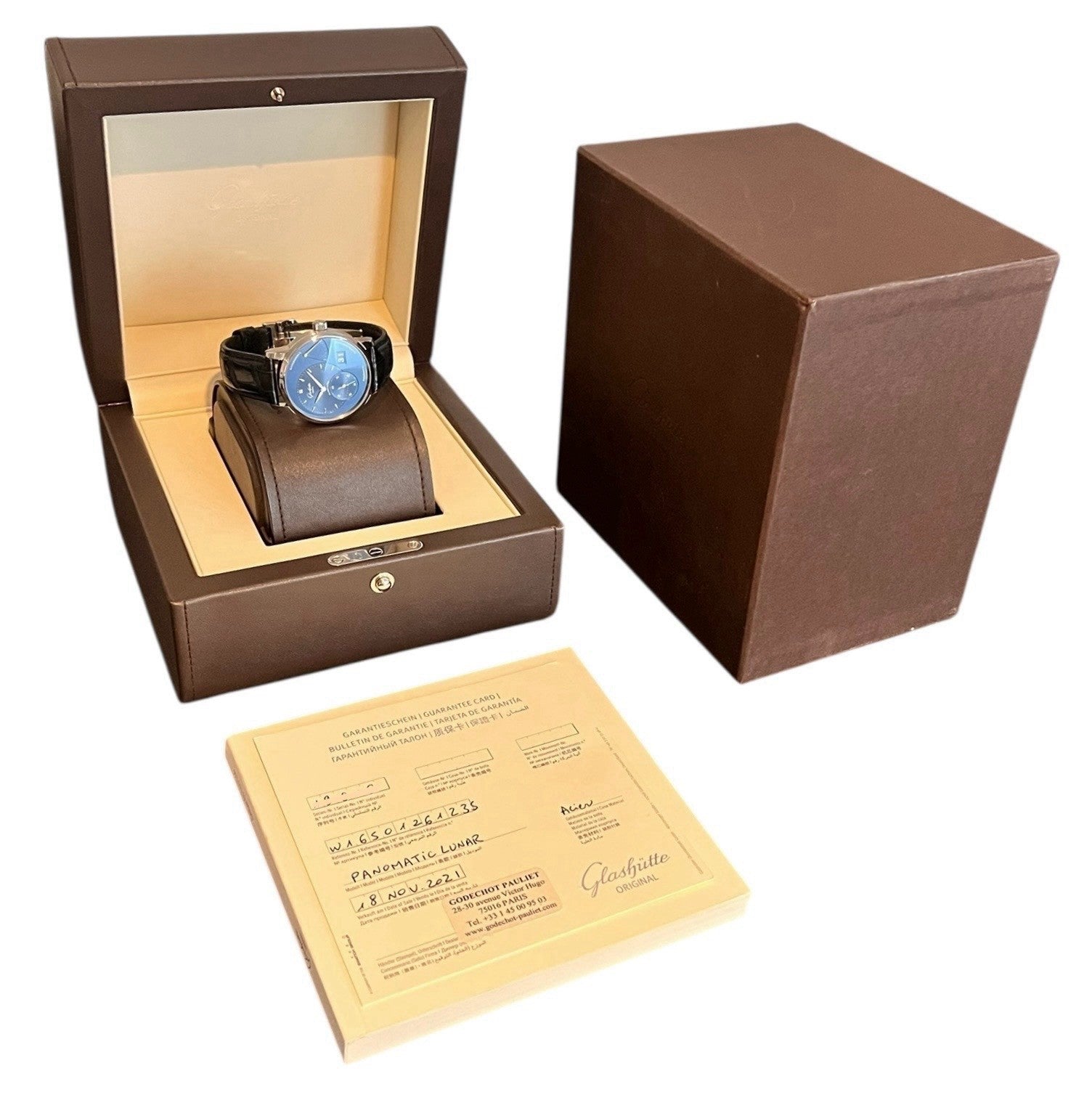 Glashutte Original PanoReserve Steel Blue Dial 40mm Manual Wind 1-65-01-26-12-61