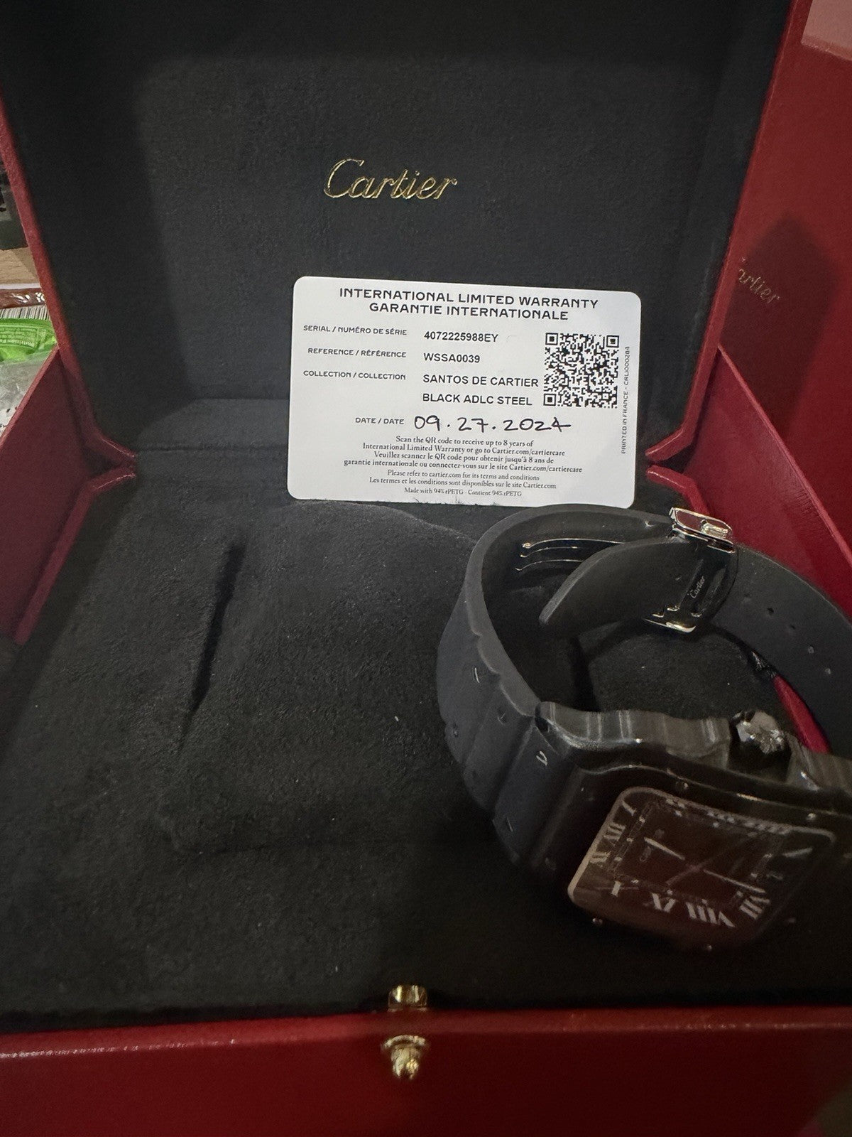 2024 Cartier Santos Stainless Steel Black Dial 40mm Automatic Watch WSSA0039