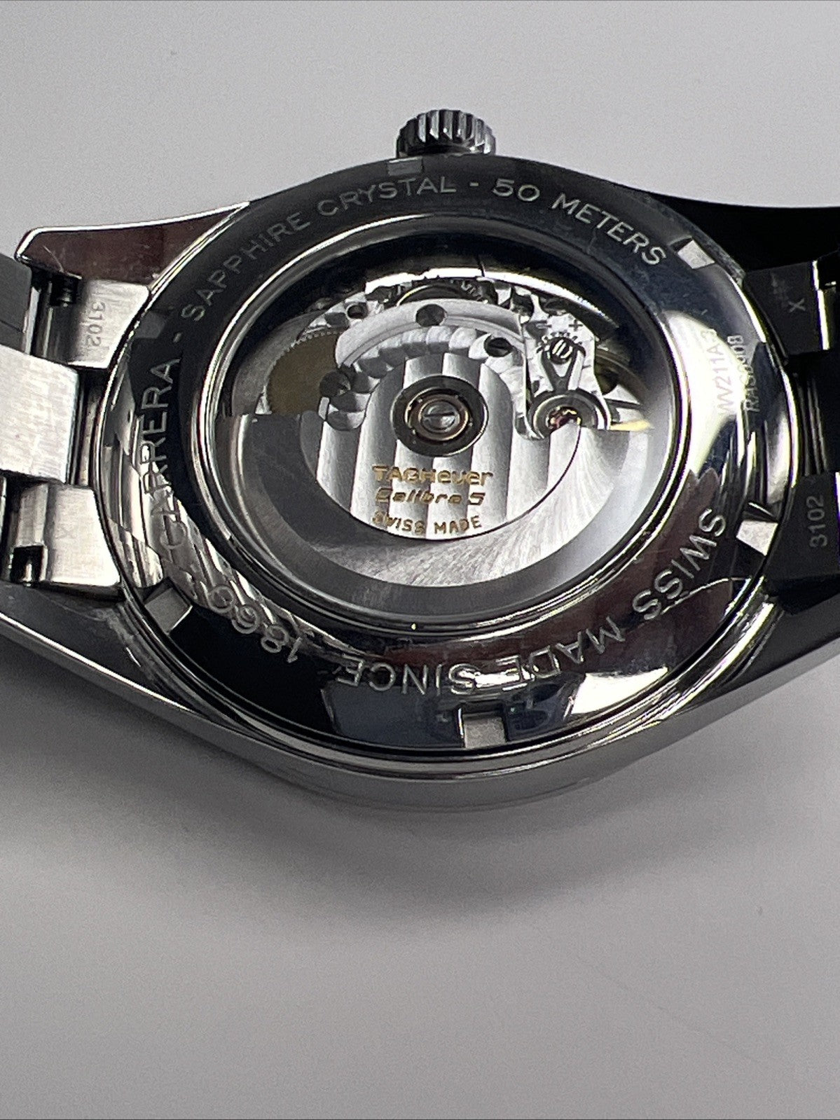 Silver TAG Heuer Carrera Calibre 5 WV211A-3