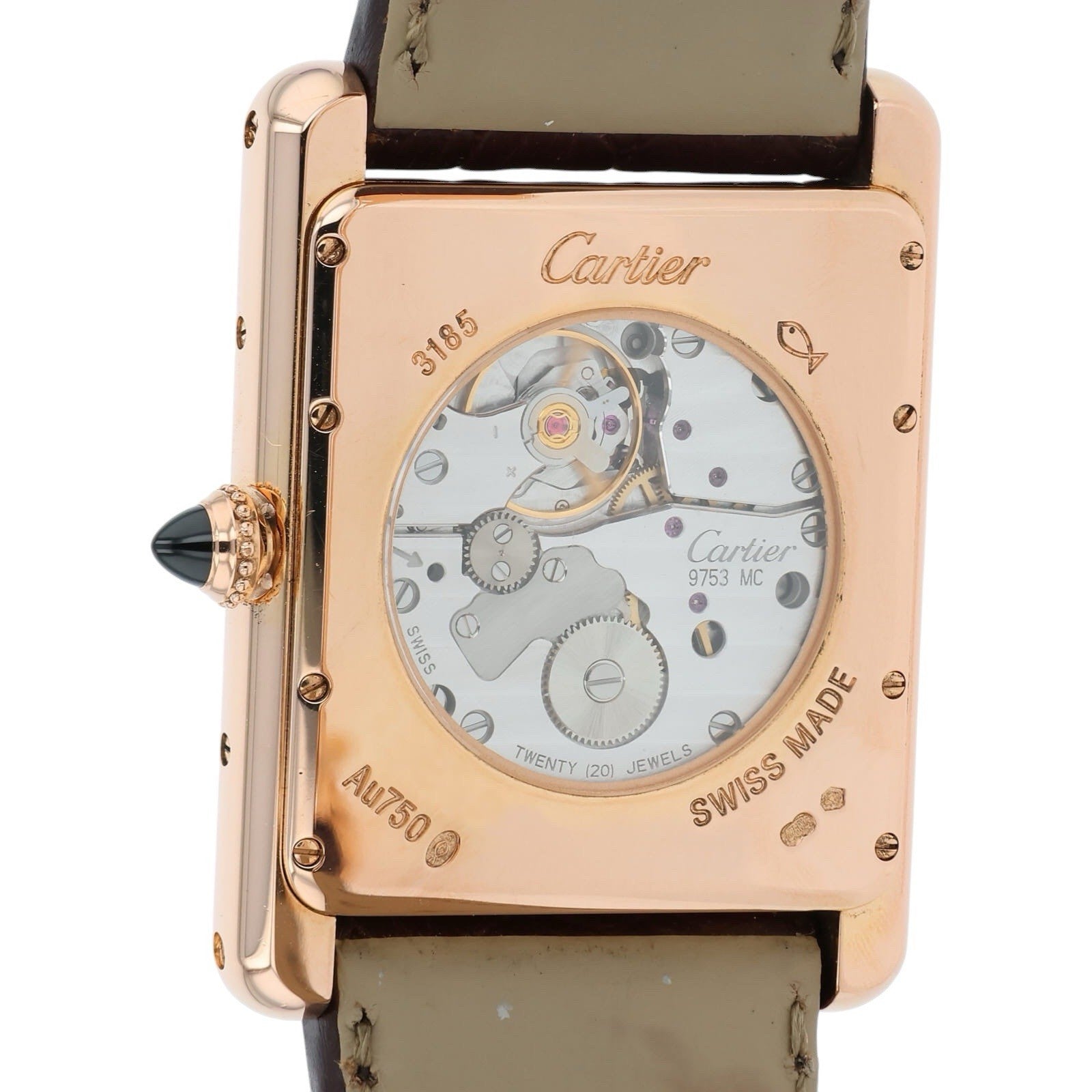 Cartier Tank Louis 18 Rose Gold Brown Dial Manual Wind Men's Watch W1560002