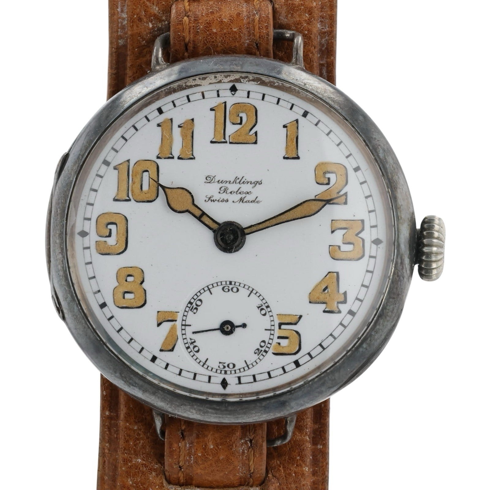 Rolex Dunklings White Dial Silver Case 33mm Manual Wind Men’s Watch