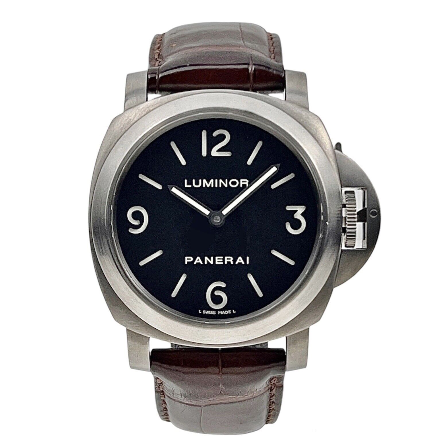 Panerai Luminor Base PAM00176 Manual Winding Mens Titanium Watch Black Dial 2012