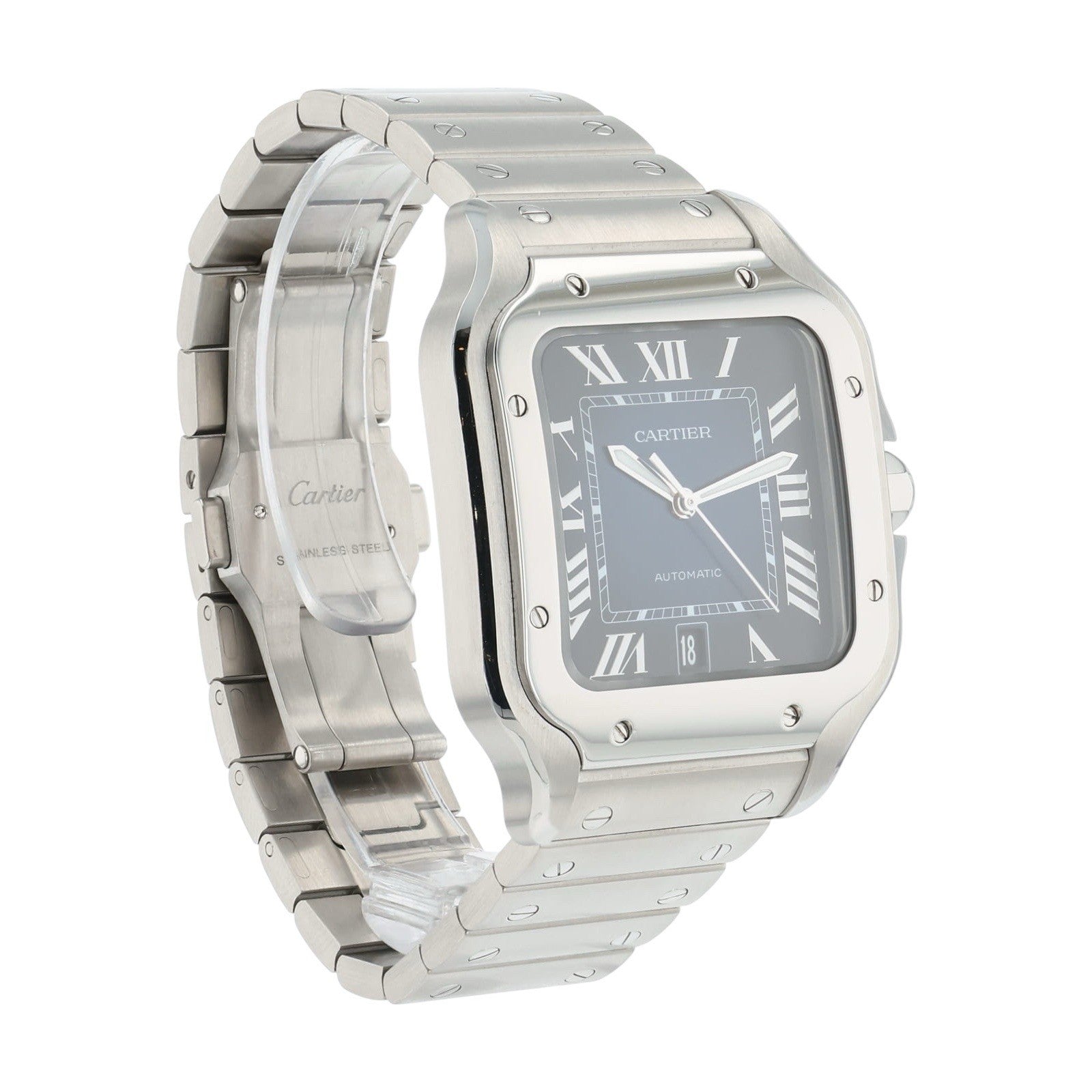 Cartier Santos de Cartier Steel Blue Dial 39.8mm Automatic Mens Watch WSSA0030