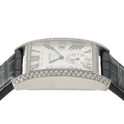 Cartier Tank Silver Dial Stainless Steel Diamond 34mm Automatic Watch WSTA0007