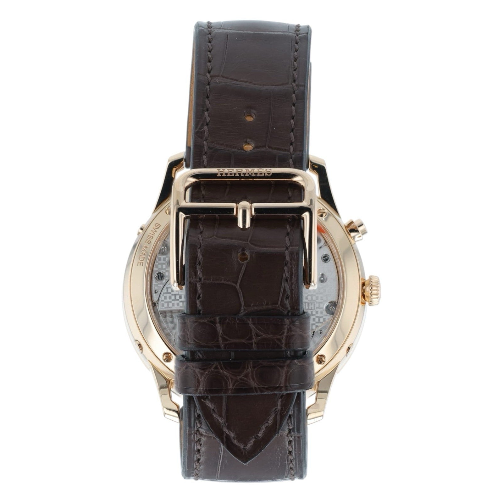 NEW Hermes Quantieme 18k Rose Gold Brown Dial 39.5mm Automatic Watch 408038WW00