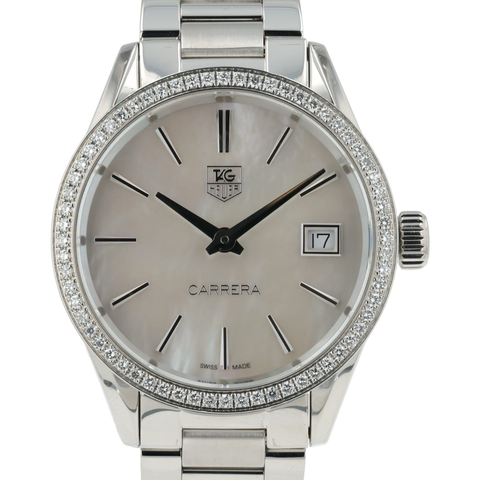 Tag Heuer Carrera Mother Of Pearl Dial Stainless Steel 32mm Quartz Watch WAR1315