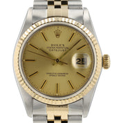 Rolex Datejust Champagne Dial Gold & Steel 36mm Automatic Mens Watch 16013