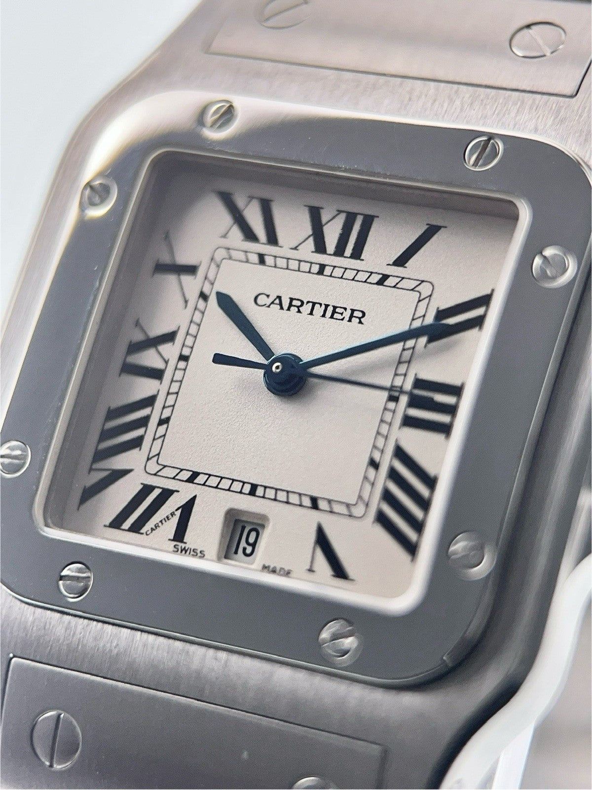 Cartier Santos Galbee Stainless Steel Silver Dial 29mm Quartz Men's Watch 1564