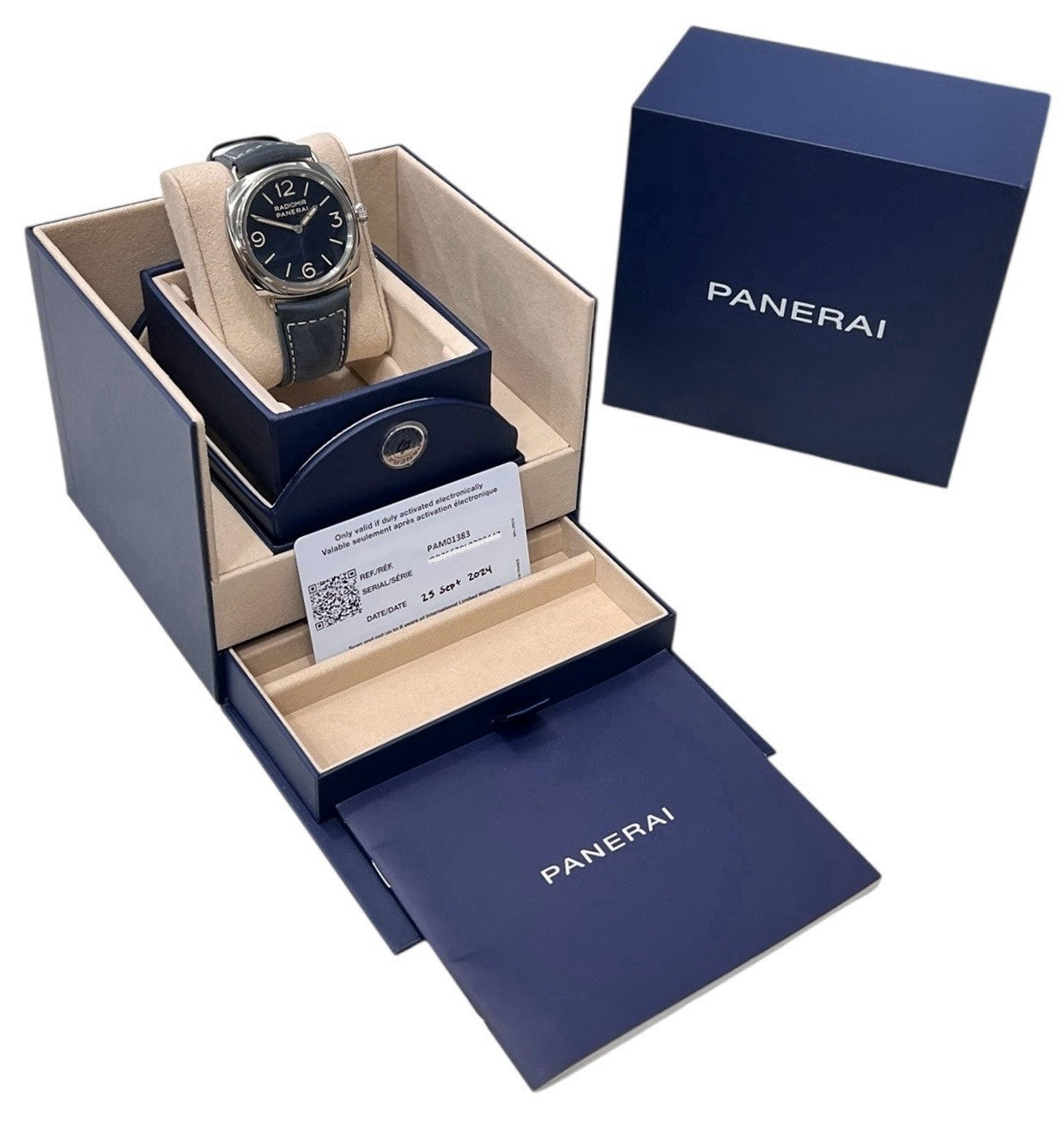 Panerai Radiomir Stainless Steel Blue Dial 45mm Manual Wind Mens Watch PAM01383
