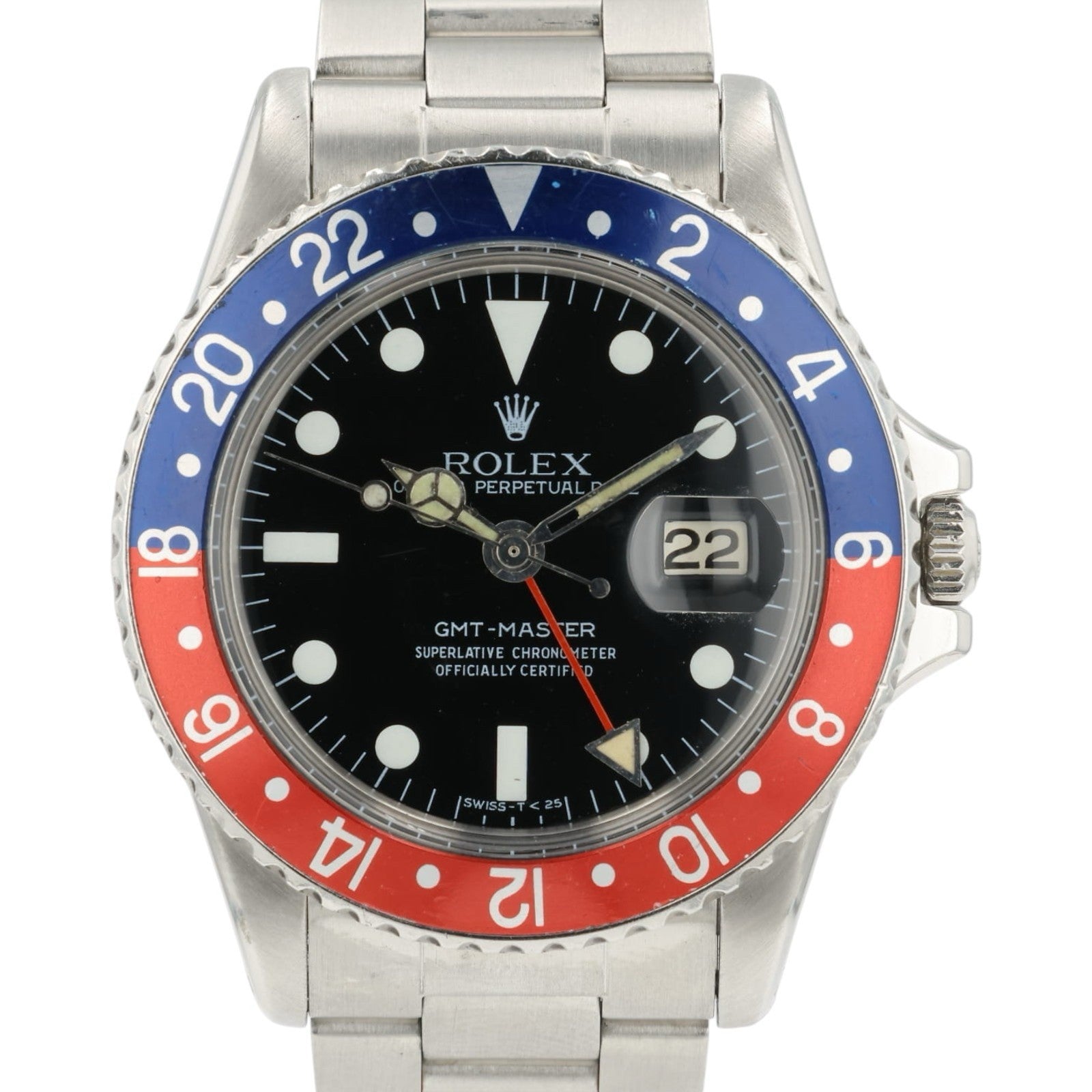Rolex GMT Pepsi Black Dial Stainless Steel 40mm Automatic Men’s Watch 1675