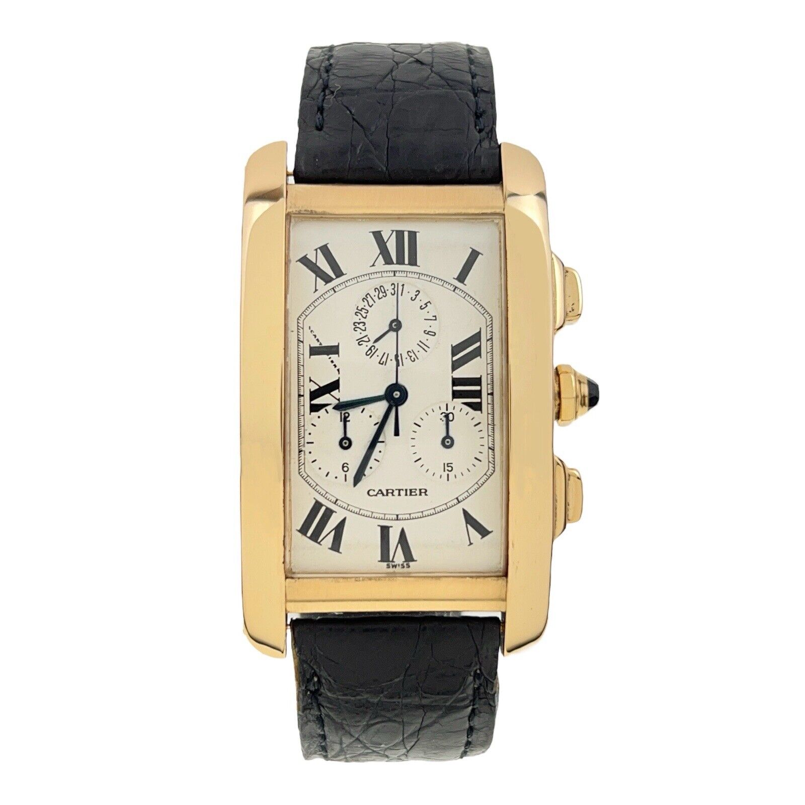 Cartier Tank Americaine 18k Yellow Gold 26x45mm Quartz Watch 1730 - Serviced