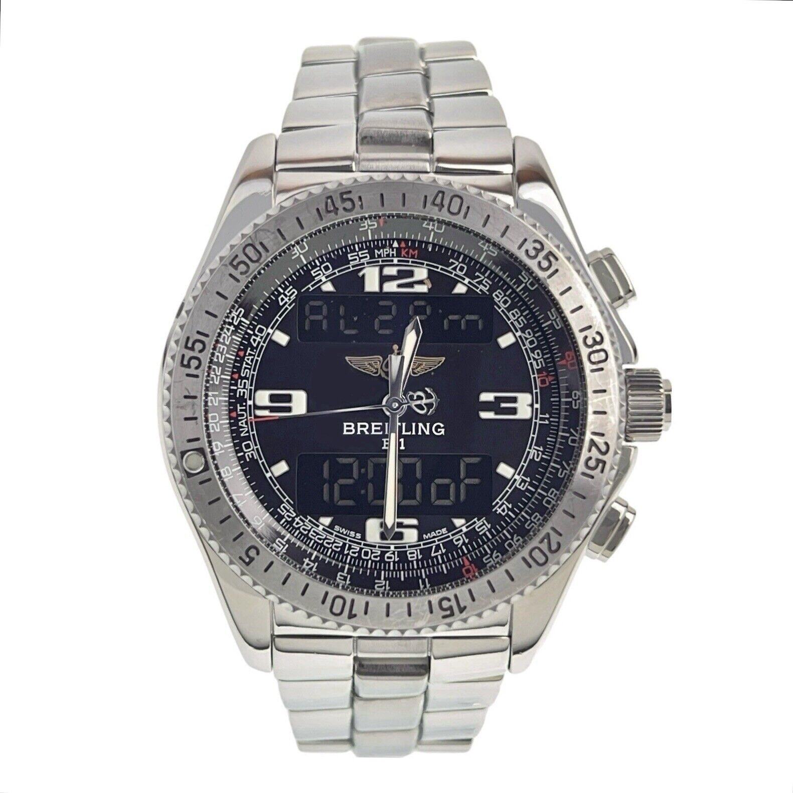 Breitling B-1 Steel Black Dial 44mm Quartz Men’s Watch A68362 - Box/Papers