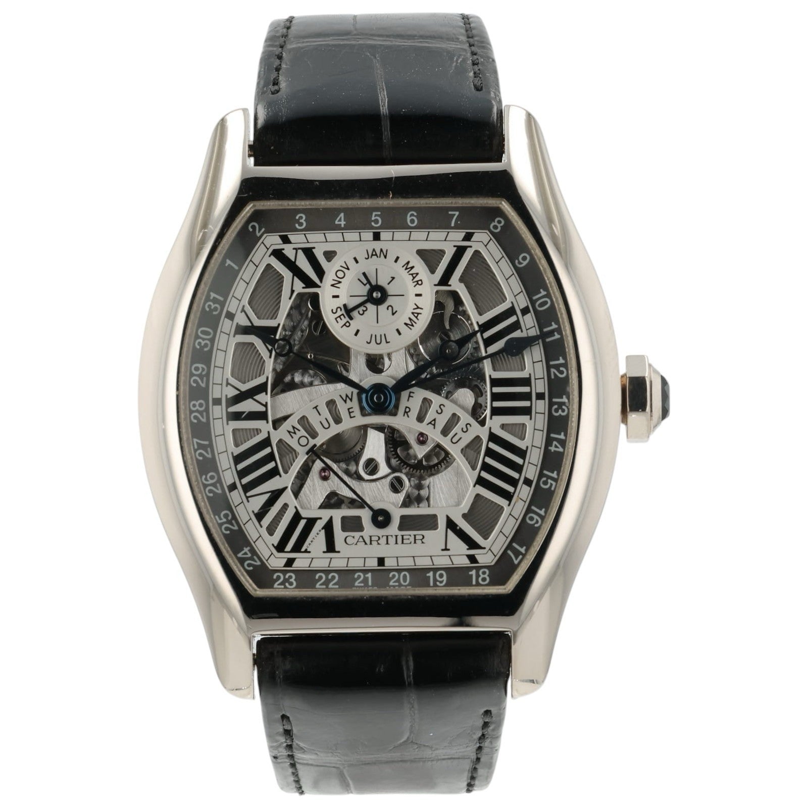 Cartier Tortue XL Perpetual Calendar 18k White Gold Auto Men’s Watch W1580048