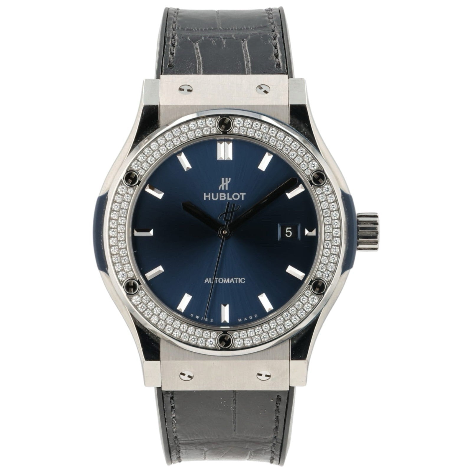 Hublot Classic Fusion Diamond Blue Dial Titanium 42mm Auto 542.NX.7170.LR.1104